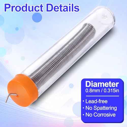 KIKOOD 2pcs Solder Wire 0.8mm Diameter Rosin Core Solder for Electronic Electrical Soldering Components Repair, OF7331-M
