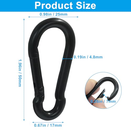 Black M5 Spring Snap Hooks 1.96 Inch - 10 Pack, Rustproof Stainless Steel