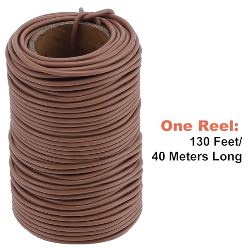 130 Feet Soft Plant Tie Brown Twist Garden Ties for Plants Gardening Home Office Organization TPR Garden Ties Supplies with 2.5mm Diameter