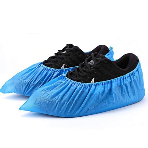 OGUNUOKI Disposable Plastic CPE Shoe Covers Non-Slip Waterproof 50 Pairs