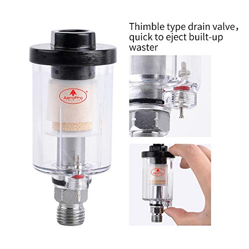 AEROPRO Tools Water Oil Separator for Pneumatic Spray Gun Air Tools Air Line 1/4 inch NPT Inlet and Outlet (1)