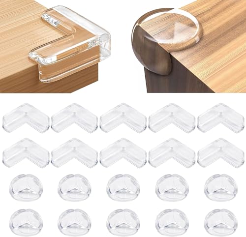 20 Pack Corner Protector Baby Guards - L-Shape & Ball Shape Clear Silicone