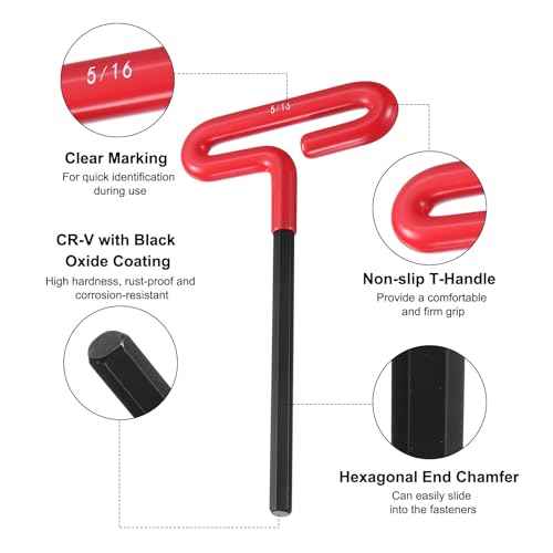 HARFINGTON T Handle Hex Key Wrench 5/16" SAE Long T-Key Hexagon Wrenches Spanner Repair Tool with Cushion Grip