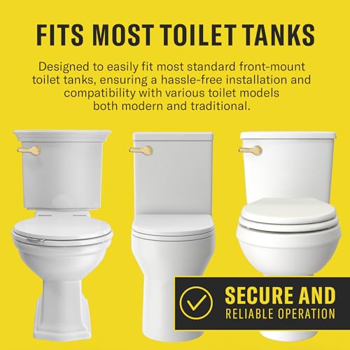 Qualihome Brass Polished Front Mount Toilet Handle Replacement Kit - Heavy-Duty Flush Lever