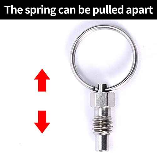 2 Packs Spring Plunger with Pull Ring, 1/4"- 20 Thread Size, 0.31" Thread Length, Stainless Steel Non-Locking Type Stubby Hand-Retractable Spring Plunger Index Plunger
