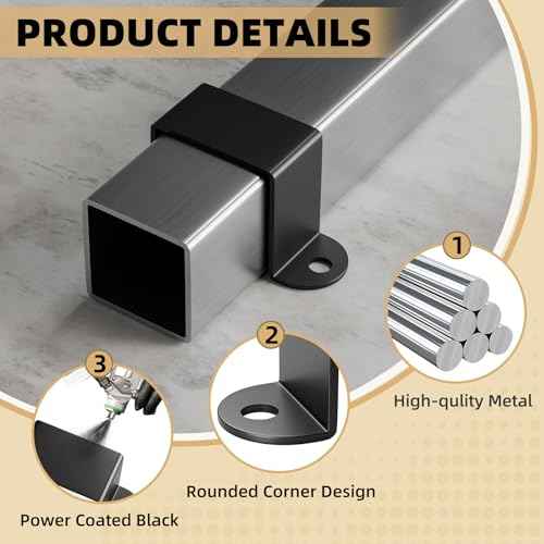 1.5"x1.5" Square Tube Strap Clamp | U shaped metal bracket | Black Square Pipe Clamp with Powder Coated | Wood Deck Fence Post Tie | Square Tube Buckle for Water Pipes,Stairs Railing - 3 Pcs