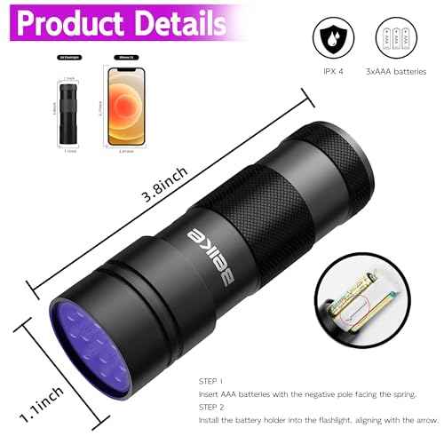 UV Flashlight Black Light?Small Portable Mini 12 LED Blacklight Flashlight for Hidden Stain Detection in Room, Resin Curing,Scorpion & Bed Bug Find,Pet Urine & Dry Stain Detection/Carpets/Rugs/Floors