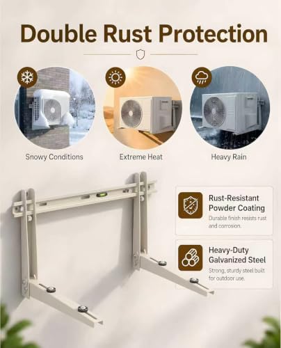 Heavy Duty Mini Split Wall Mount Bracket 396lb for 7000-12000 BTU AC, Outdoor Support, Adjustable Leveling, Rust-Resistant