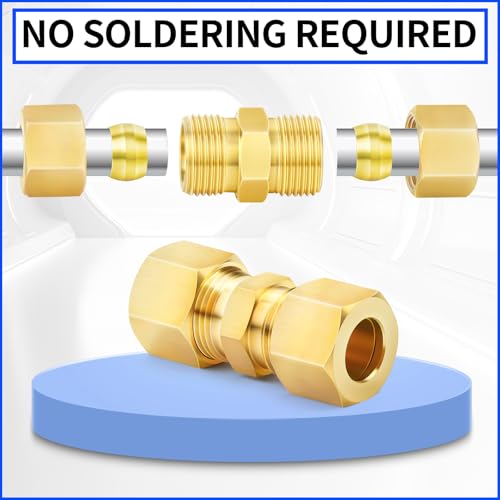 ChillWaves Brass Compression Tube Fitting 3/8" OD x 3/8" OD - Pack of 10
