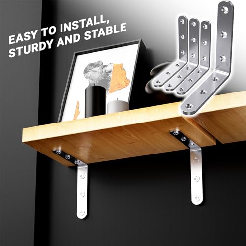WENQUIT 25-Pack Silver 4x4 Inch Heavy Duty Stainless Steel Angle Brackets