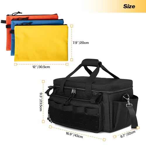 17-Inch Tool Bag with 3 Tool Pouches, Tool Storage Organizer for Men with Anti-friction and Padded Bottom, Tactical Range Bag, Multi-functional Work Bag for Repairman, Electrician, Carpenter