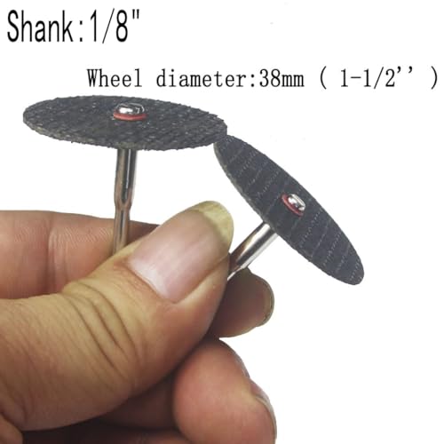 Luo ke 40 Pcs Resin Cut Off Discs - 1-1/2'' Fiberglass Reinforced Cutting Wheel Discs with 5 Pcs Mandrel fits Rotary Tools for Cutting Metal, Thin Steel, Aluminum