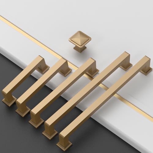 Amerdeco 10 Pack Champagne Bronze Kitchen Cabinet Handles 5-Inch Hole Centers