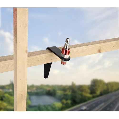 RayMagic Steel Pneumatic Tool Rafter Hook Hanger, Lightweight, Durable,Reusable Metal Organaizer Adjustable Easy Install Hooks with 1/4" Air Tool Swivel Fitting, for Air Nailer, 1-Piece Brass Fitting