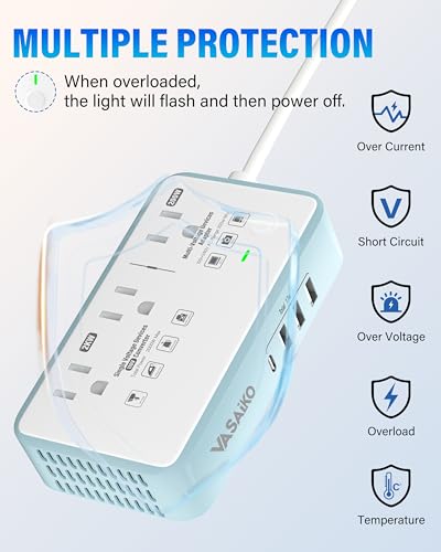 VASAIKO White 2000W 220V to 110V Travel Voltage Converter & European Plug Adapter