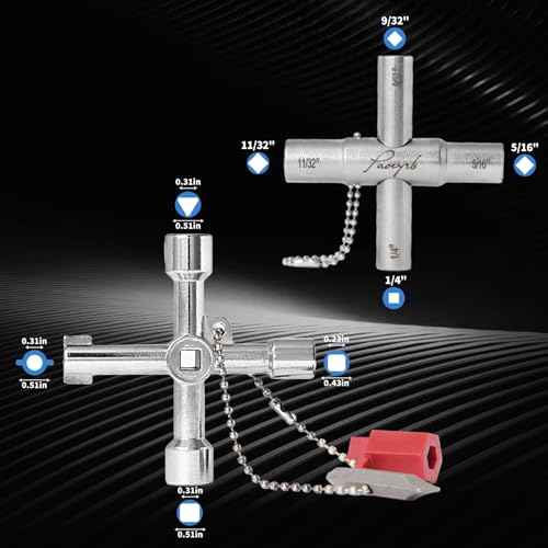 2 Pcs Water Key, Premium Silcock Key 4 Way, Multi-functional Water Key Shut Off Tool, Compact Water Meter Key for Hose Bib, Valve, Faucet and Spigot