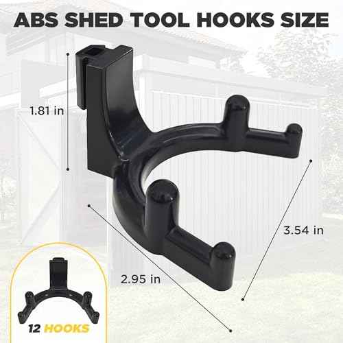 Tool Hook for Lifetime Shed Accessories: 12 Pcs ABS Storage Shed Hooks for Electric Hand Gardening Tools - Does Not Work on Horizontal Siding Sheds - Black