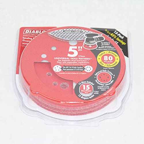 Diablo Premium Fast Sanding Discs with Hook & Lock Backing - For Extra Heavy Removal and Stripping - 5" 40-Grit, Ceramic Blend, 15 - Pack - DCD050040H15G