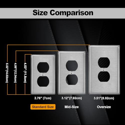 BESTTEN 10-Pack Metal Wall Plate for Outlets, 1 Gang Duplex, Brushed Stainless Steel