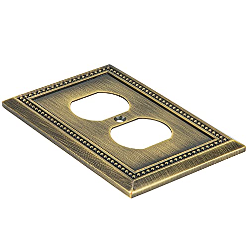 Henne Bery Antique Brass Sunken Pearls Heavy Duty Wall Plate Cover - Single Duplex 2PK