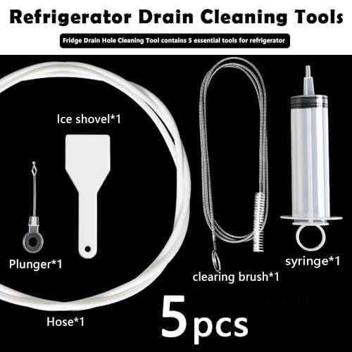 5pcs Refrigerator Drain Cleaning Tool, Reusable Fridge Dredging Kit, Remover Cleaning Tool for Refrigerator Drain Hole, Perfect Water Line Buddy for Drain Cleaning in Our Home