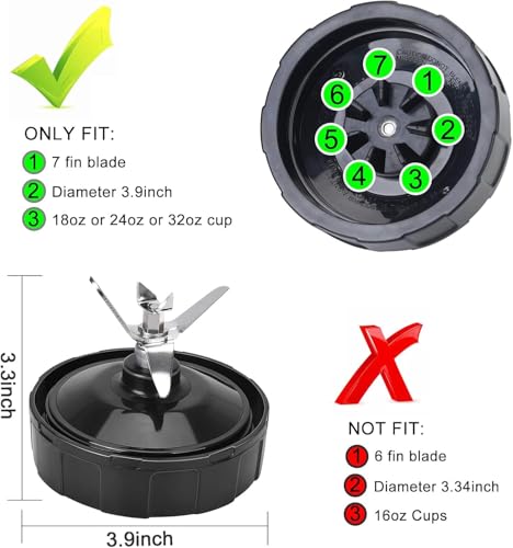 URSUMER 7 Fins Ninja Blender Replacement Blade, 2pcs, Black (BL682-30/BT Various) compatible