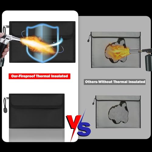 MEDOMAIN 8.1”×4.8” Silver & Black Fireproof Waterproof Document Bag 2-Pack