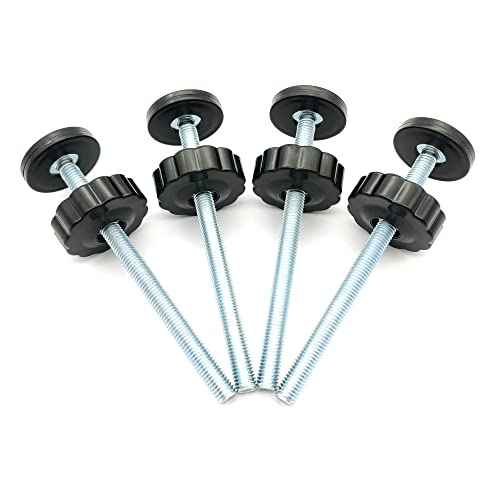 Vmaisi 4 Pack 8MM Baby Gate Threaded Spindle Rod, Replacement Hardware Parts Kit for Pet & Dog Pressure Mounted Safety Gates - Extra Long Wall Mounting Accessories Screws Rods Adapter Bolts Black