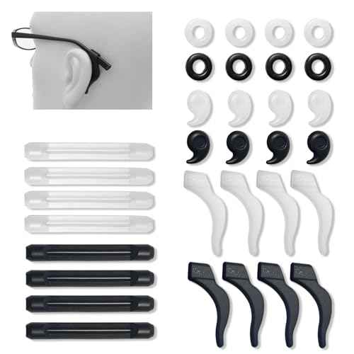 Eyeglasses Ear Grippers Set, 16 Pairs Anti Slip Eyeglasses Grip for Behind the Ear, Comfortable Silicone Eyeglass Holder for Sunglasses Presbyopia Glasses Sports Glasses