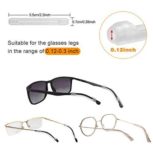 Silicone Eyeglasses Temple Tips Sleeve Retainer, Anti-Slip Elastic Glasses Ear Grip Comfort Eyeglasses Retainers Behind The Ears for Reading Glasses Sunglasses