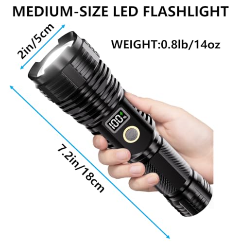 CHILDBOT Black Rechargeable 100000LM LED Flashlight Super Bright Tactical Light
