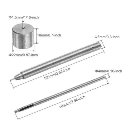 uxcell Eyelet Hole Punch Die Tool, 1.5mm Grommet Setter Hollow Punch for Leather Craft Clothing Handbag Fabric Curtain Setter