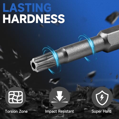 5 Point Security Torx Bit Set 10pcs Star Bits Set Screwdriver Magnetic S2 Alloy Steel With 1/4" Hex Shank TT8-TT45(50mm)