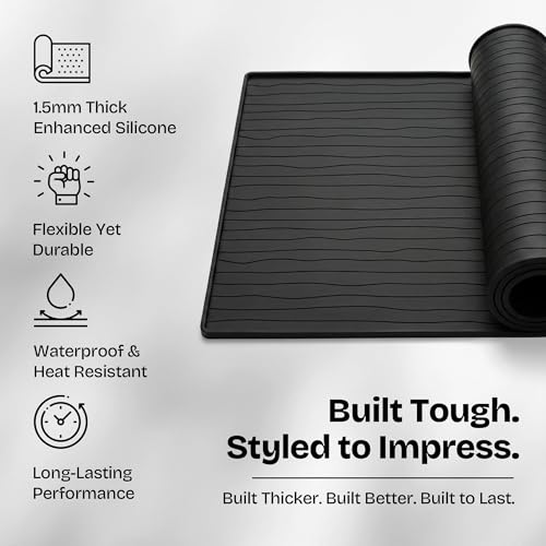 Encanto Luxe 2PC 25x25 Dark Grey Washer & Dryer Topper Protector Mat