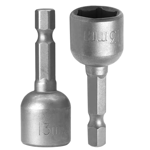 1/4 Hex Magnetic Nut Driver Drill Bit 13mm Socket Adapter Quick Change Socket Nut Adapter for Power Tools, 2-piece