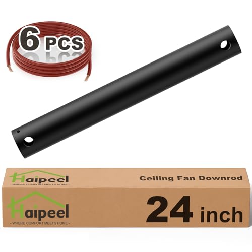 Haipeel 24-Inch Matte Black Downrod, 1'' OD, with Extended 2 ft Cord (Haipeel compatible) - stainless steel