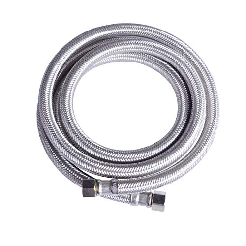 Hydro Master 72-Inch Braided Stainless Steel Dishwasher Connector with 90° Elbow, 3/8 in Comp x 3/8 in Comp