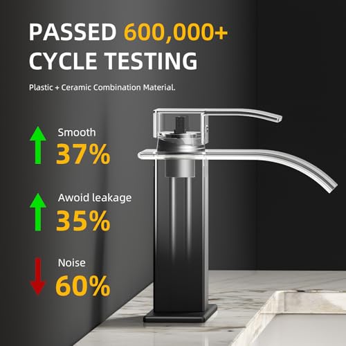 Ryuwanku Waterfall Bathroom Faucet Matte Black Stainless Steel 1-Handle