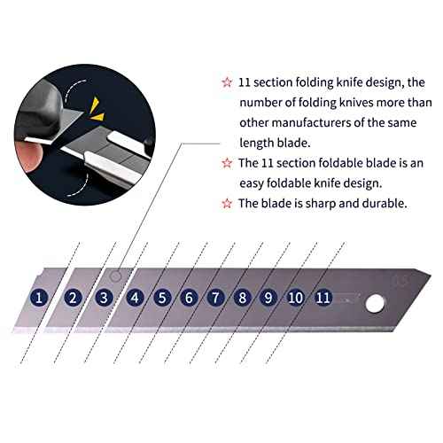 18mm Utility Knife Replacement Blades,60 Degree Snap Off SK4 Steel Blades for Retractable Cutting Knives, Hobby, Craft Knife, Box Cutter 20PCS