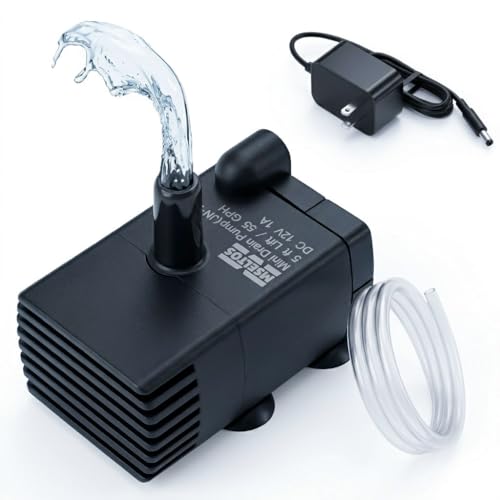 Black Mini Sump Pump for Condensate Removal, 5 FT Lift, 55 GPH, Auto Float Switch