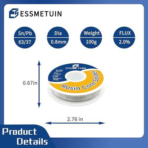 63/37 Tin Lead Rosin Core Solder Wire for Electrical Soldering, Circuit Board, DIY Home Appliance, Repairing for Cable/Radio/Other Electrical Devices, 2% Flux Sn63Pb37(0.8mm/0.032in, 0.2LB)