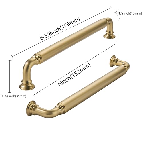 Khtumeware 10-Pack 6 Inch Champagne Bronze Heavy-Duty Cabinet Pulls Satin Brass Handles