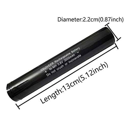 75175 75375 3.6V 3000mAh Ni-MH Flashlight Battery Compatible with Streamlight Stinger 75813 75810 76000 PolyStinger Pelican M9 FL126 Flashlight(2-Pack)