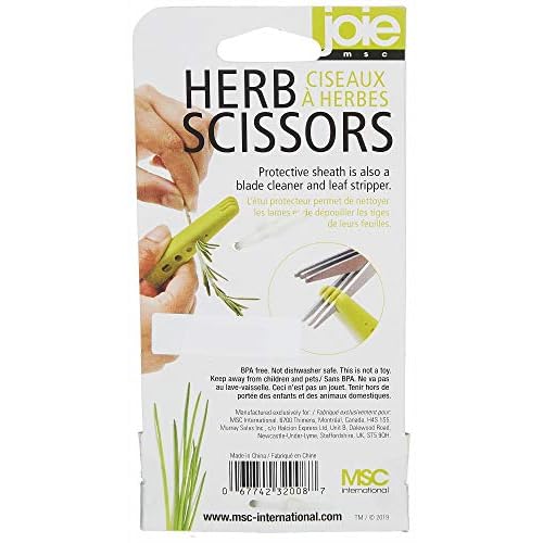 Joie 6 Blade Herb Scissors with Protective Sheath includes Blade Cleaner and Herb Leaf Stripper