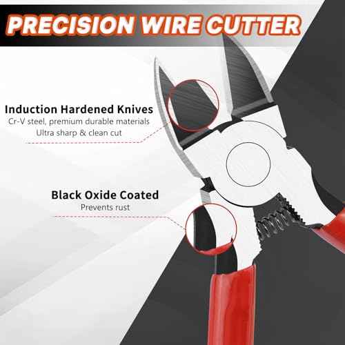 2PCS Heavy Duty Wire Cutters Set, 5 inch & 6 inch Electrical Diagonal Cutting Pliers, High Carbon Steel, Anti-Slip Handle, for Crafting, Jewelry Making, Electricians