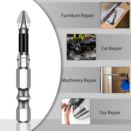 High Magnetic Screwdriver Drill Bit Set, 10PCS Magnetic Drill Bits Anti-Slip Set, 50 65 70 100 150MM Magnetic Screwdriver Bits, Strong Magnetic Durability Screwdriver Drill Bit Set