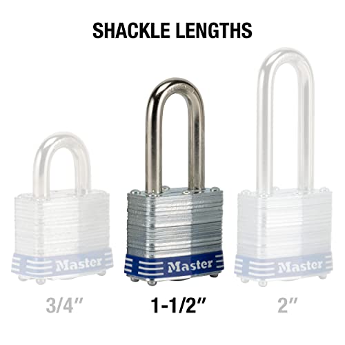 Master Lock 3TLF Laminated Steel Padlock 1-1/2" Shackle 2 Pack Keyed-Alike