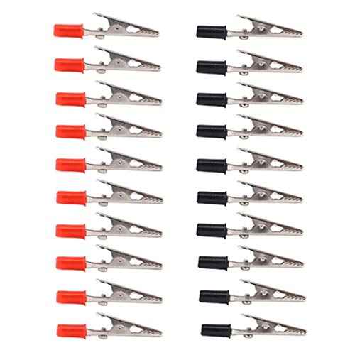 Metal Alligator Clips Electrical Test Clamps with Plastic Hands Red Black Kit 20PCS