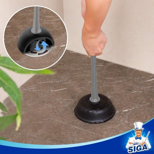 MR.SIGA Toilet Plunger & Brush Set 6.3 x 8.2 x 18.1 Inch Gray - 2 Pack, Space-Saving Bathroom Cleaning Kit