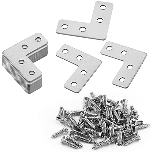 20pcs Flat Corner Brace 1.57x1.57 inch Heavy Duty L Brackets for Furniture Shelves